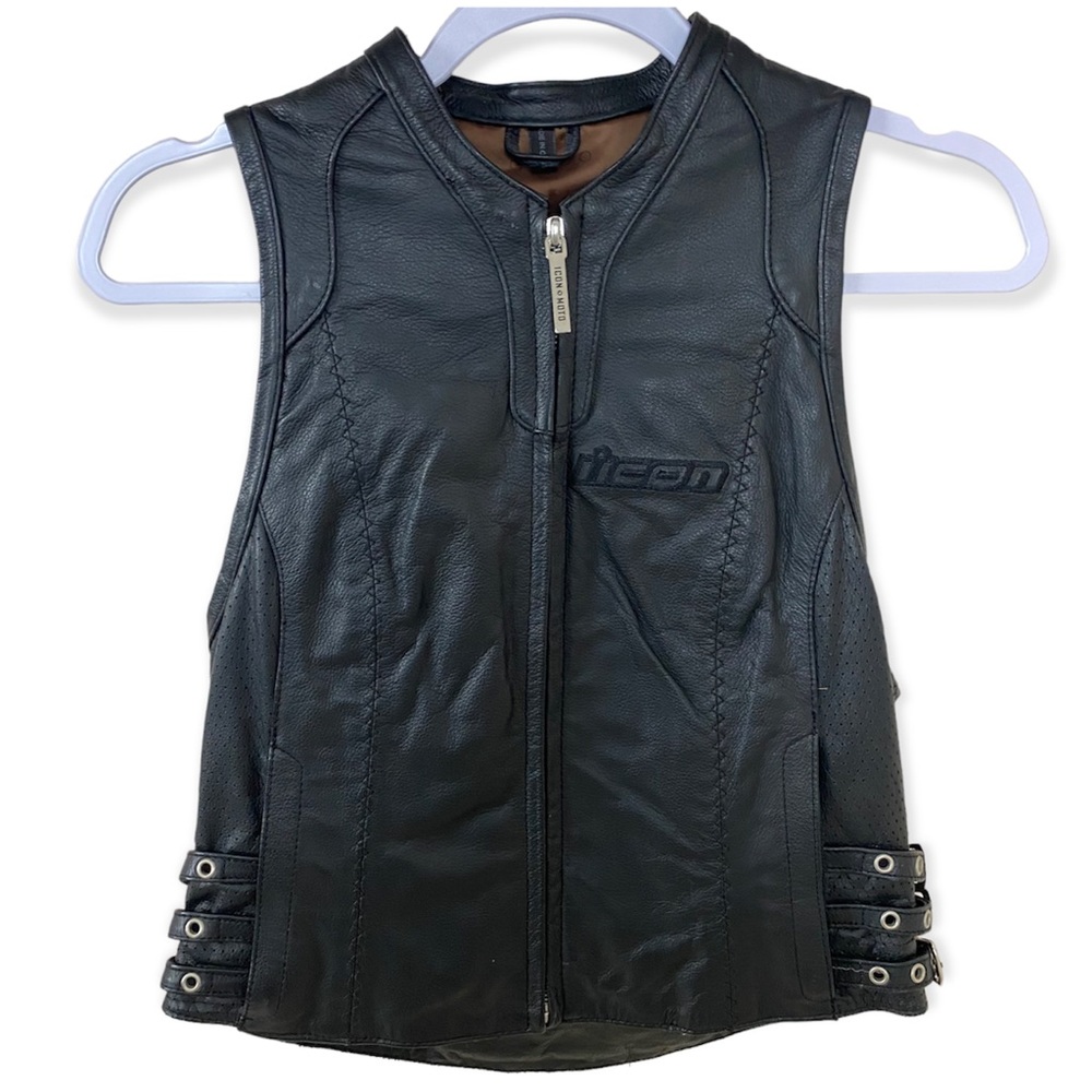 Icon Diva Heart Motorcycle Leather Vest View 2